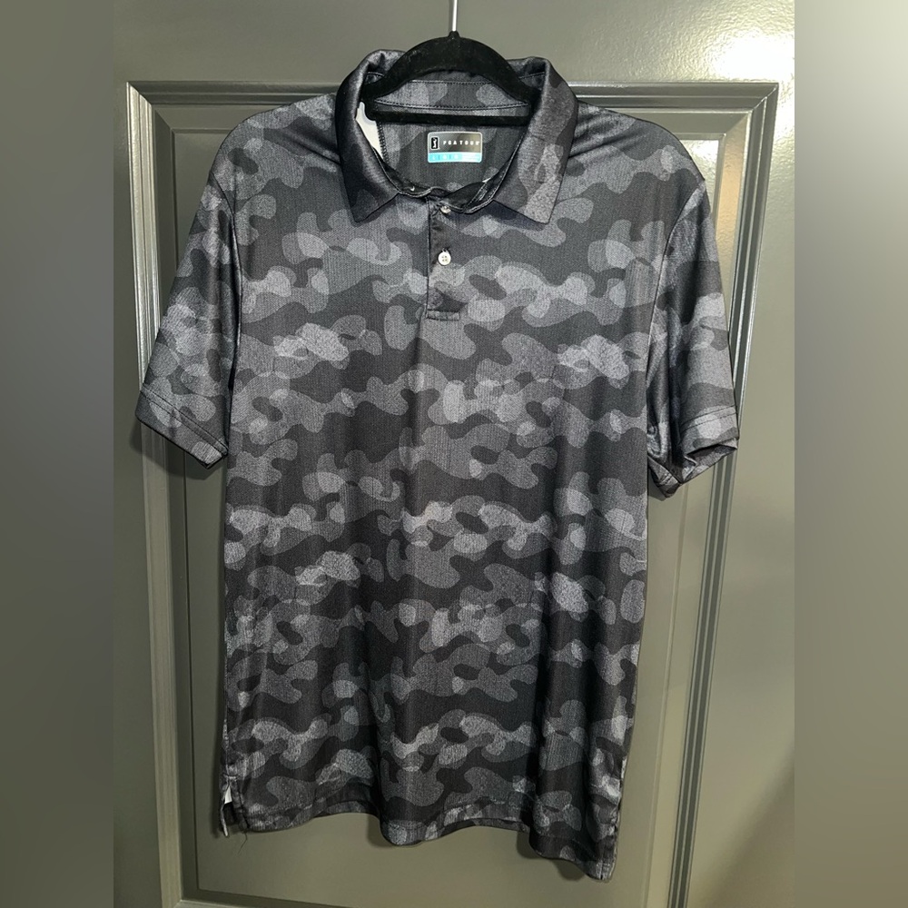 PGA Tour Black and Gray Performance Polo